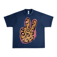 Navy Gold Glitter Pink Leopard Peace Sign Urban Heavy Tee - Jasminsmagicworld