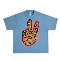 Pebble Blue Gold Glitter Pink Leopard Peace Sign Urban Heavy Tee - Jasminsmagicworld