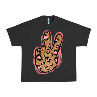 Pigment Black Gold Glitter Pink Leopard Peace Sign Urban Heavy Tee - Jasminsmagicworld