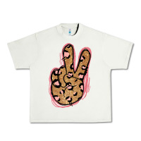 Pistachio Gold Glitter Pink Leopard Peace Sign Urban Heavy Tee - Jasminsmagicworld