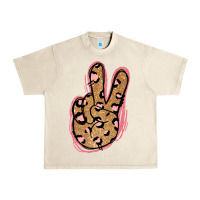 Gold Glitter Pink Leopard Peace Sign Urban Heavy Tee | Teevron