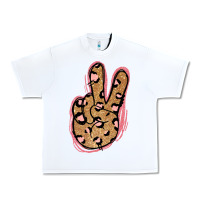 White Gold Glitter Pink Leopard Peace Sign Urban Heavy Tee - Jasminsmagicworld