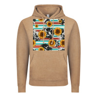 Vintage Coffee serape cowhide sunflowers seamless pattern 12inch Vintage Hoodie - Jasminsmagicworld
