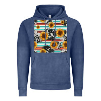 Vintage Denim serape cowhide sunflowers seamless pattern 12inch Vintage Hoodie - Jasminsmagicworld