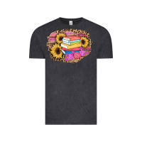 Vintage Black books sunflower back to school background Vintage Tee - AdoDesignShop