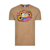 Vintage Coffee books sunflower back to school background Vintage Tee - AdoDesignShop