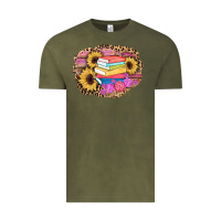 Vintage Olive books sunflower back to school background Vintage Tee - AdoDesignShop