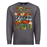 Charcoal Heather Leaves lattes Fall pumpkin Premium Sweatshirt - NancyCooperArtShop