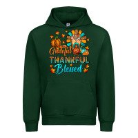 Forest Green Grateful Thankful Blessed Thanksgiving Cold Drink Urban Hoodie - FaDigitalArtStudio