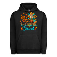 Pigment Black Grateful Thankful Blessed Thanksgiving Cold Drink Urban Hoodie - FaDigitalArtStudio