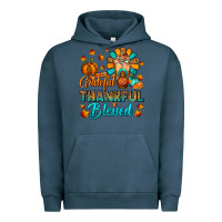 Pigment Midnight Navy Grateful Thankful Blessed Thanksgiving Cold Drink Urban Hoodie - FaDigitalArtStudio