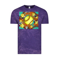 Cloud Purple softball cowhide turquoise glitter tumbler Vintage Tee - Jasminsmagicworld