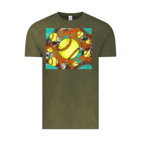 Vintage Olive softball cowhide turquoise glitter tumbler Vintage Tee - Jasminsmagicworld