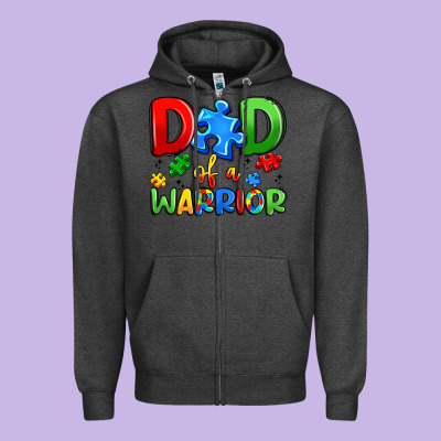 Dad Of A Warrior Zipper Hoodie Designed By Artiststas