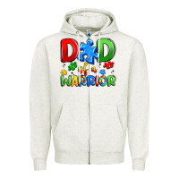 Oatmeal Heather dad of a warrior Zipper Hoodie - Artiststas