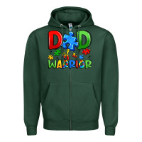 Sports Green dad of a warrior Zipper Hoodie - Artiststas