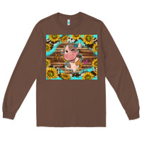 Chestnut western cute cow with sunflower Long Sleeve Tee - NancyCooperArtShop