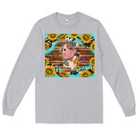 Moon Dust western cute cow with sunflower Long Sleeve Tee - NancyCooperArtShop