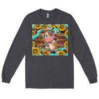 Smoke western cute cow with sunflower Long Sleeve Tee - NancyCooperArtShop