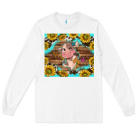 White western cute cow with sunflower Long Sleeve Tee - NancyCooperArtShop