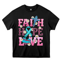 Black faith hope love  cross and ribbon Heavy Core Tee - HRA Design Shop