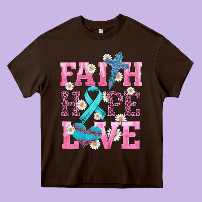 Faith Hope Love  Cross And Ribbon Heavy Core Tee Designed By Hra Design Shop