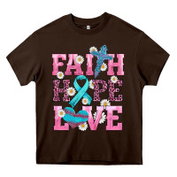 Chocolate Brown faith hope love  cross and ribbon Heavy Core Tee - HRA Design Shop