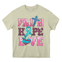 Mossy faith hope love  cross and ribbon Heavy Core Tee - HRA Design Shop