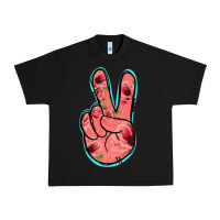 Black Pink Floral Glitter Peace Sign Urban Heavy Tee - Jasminsmagicworld