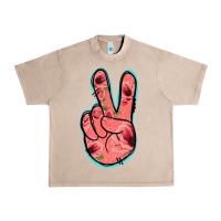 French Oak Pink Floral Glitter Peace Sign Urban Heavy Tee - Jasminsmagicworld