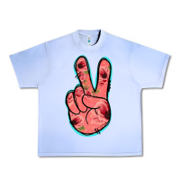 Grape Ice Pink Floral Glitter Peace Sign Urban Heavy Tee - Jasminsmagicworld