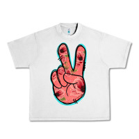 Lunar Rock Pink Floral Glitter Peace Sign Urban Heavy Tee - Jasminsmagicworld