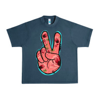 Midnight Navy Pink Floral Glitter Peace Sign Urban Heavy Tee - Jasminsmagicworld