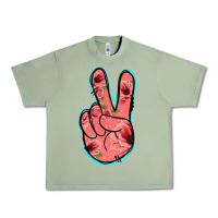 Oil Green Pink Floral Glitter Peace Sign Urban Heavy Tee - Jasminsmagicworld