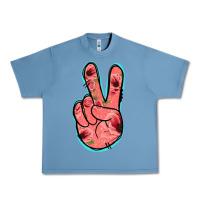 Pebble Blue Pink Floral Glitter Peace Sign Urban Heavy Tee - Jasminsmagicworld