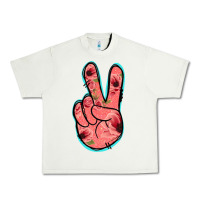 Pistachio Pink Floral Glitter Peace Sign Urban Heavy Tee - Jasminsmagicworld