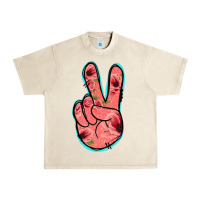 Sandshell Pink Floral Glitter Peace Sign Urban Heavy Tee - Jasminsmagicworld