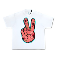 White Pink Floral Glitter Peace Sign Urban Heavy Tee - Jasminsmagicworld