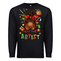 Black santa's favorite nail artist afro messy bun Premium Sweatshirt - texasbilliewilder