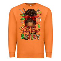 Carrot santa's favorite nail artist afro messy bun Premium Sweatshirt - texasbilliewilder