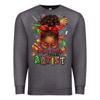 Charcoal Heather santa's favorite nail artist afro messy bun Premium Sweatshirt - texasbilliewilder