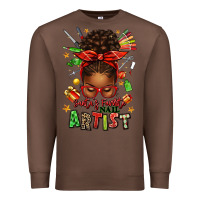 Chestnut santa's favorite nail artist afro messy bun Premium Sweatshirt - texasbilliewilder