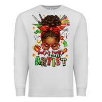 Dove Grey santa's favorite nail artist afro messy bun Premium Sweatshirt - texasbilliewilder
