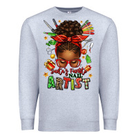 Heather Grey santa's favorite nail artist afro messy bun Premium Sweatshirt - texasbilliewilder