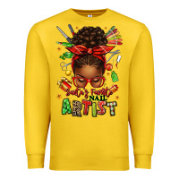 Lemon santa's favorite nail artist afro messy bun Premium Sweatshirt - texasbilliewilder