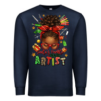 Navy santa's favorite nail artist afro messy bun Premium Sweatshirt - texasbilliewilder
