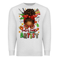 Oatmeal Heather santa's favorite nail artist afro messy bun Premium Sweatshirt - texasbilliewilder