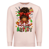 Pale Pink santa's favorite nail artist afro messy bun Premium Sweatshirt - texasbilliewilder