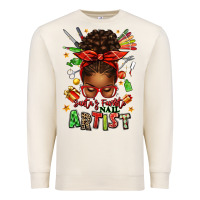 Sandshell santa's favorite nail artist afro messy bun Premium Sweatshirt - texasbilliewilder
