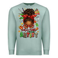 Seafoam santa's favorite nail artist afro messy bun Premium Sweatshirt - texasbilliewilder